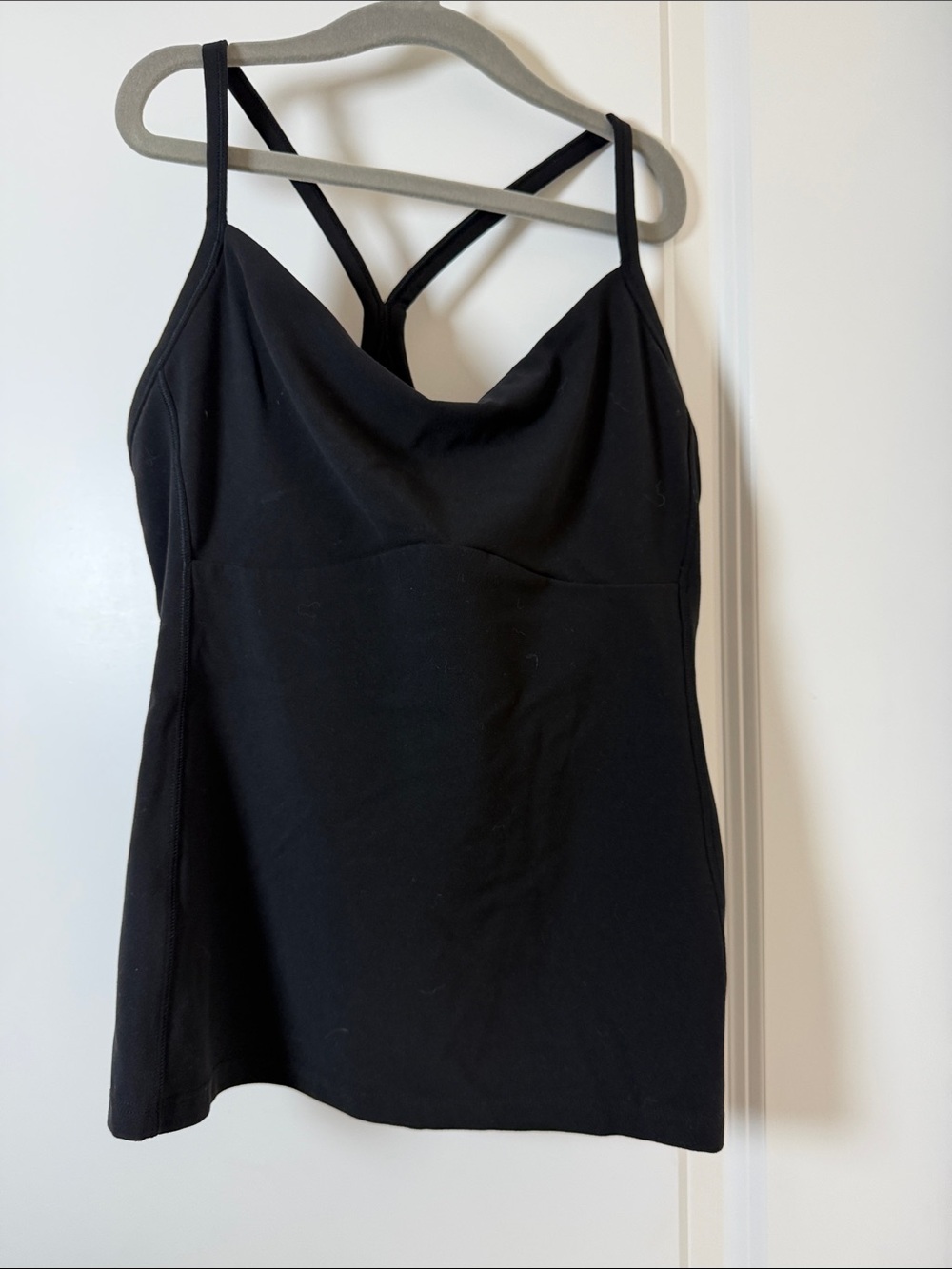 Athleta Black Cross-Back Cowl Neck Tank Top
